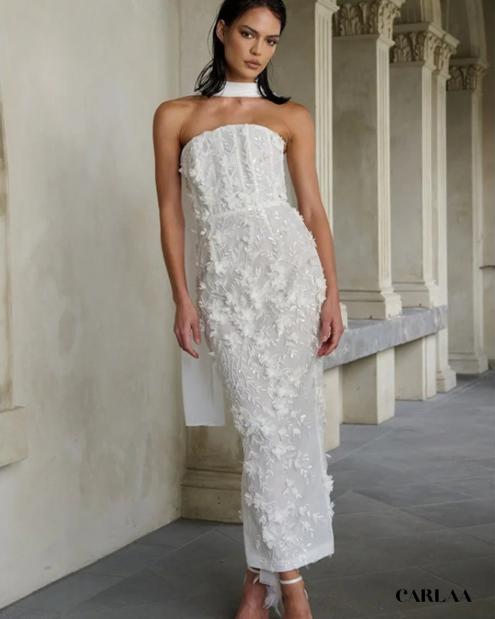 Robe de mariée midi fleurie