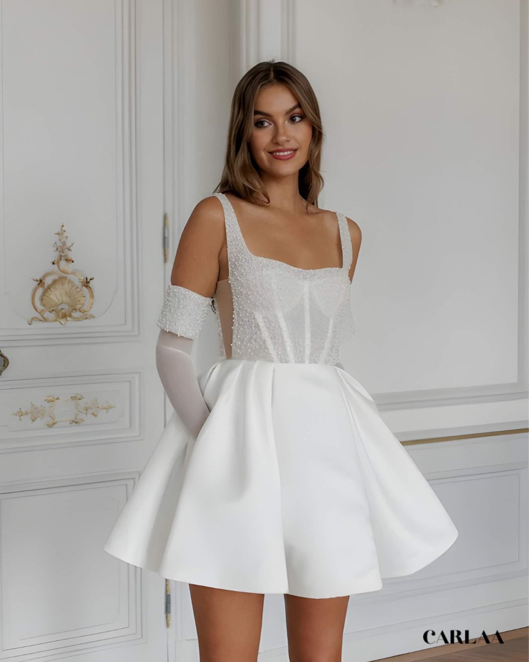 Robe de mariee courte paillette