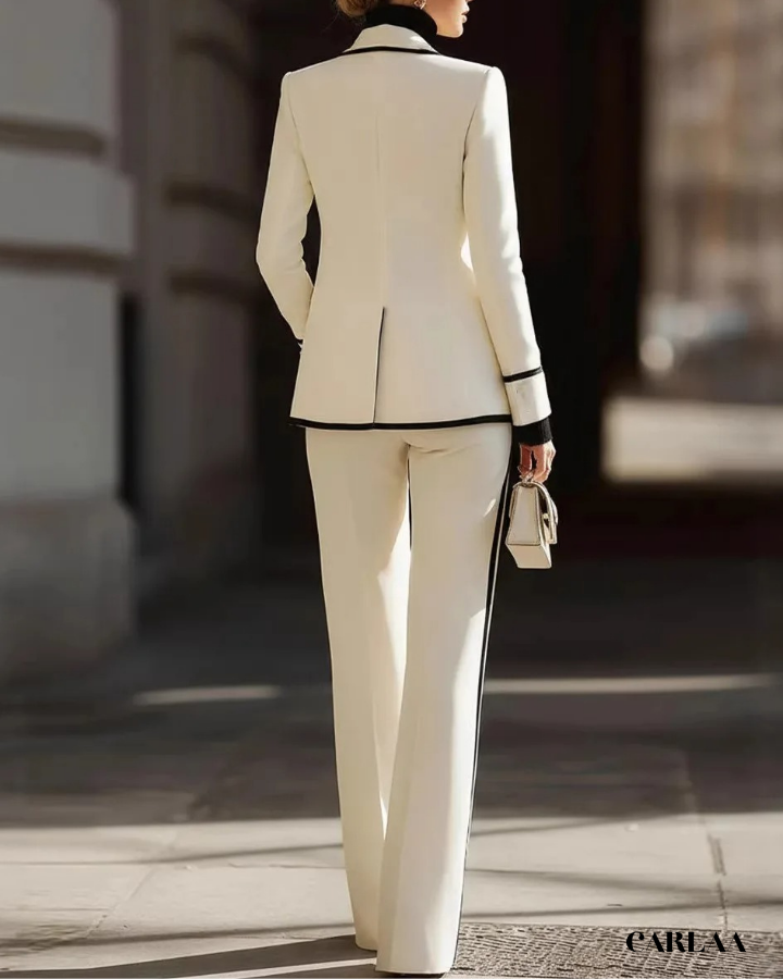 Tailleur pantalon droit structuré femme