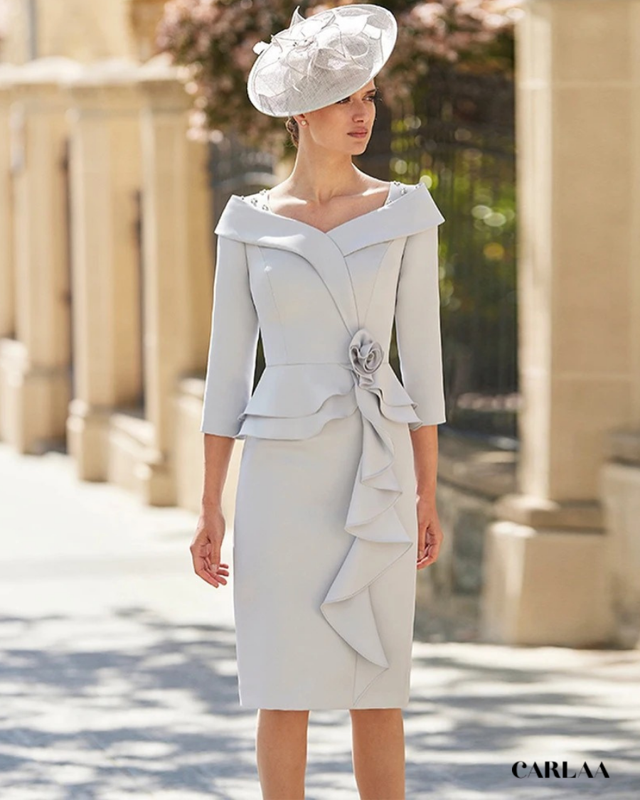 Robe de mere de la mariée grise