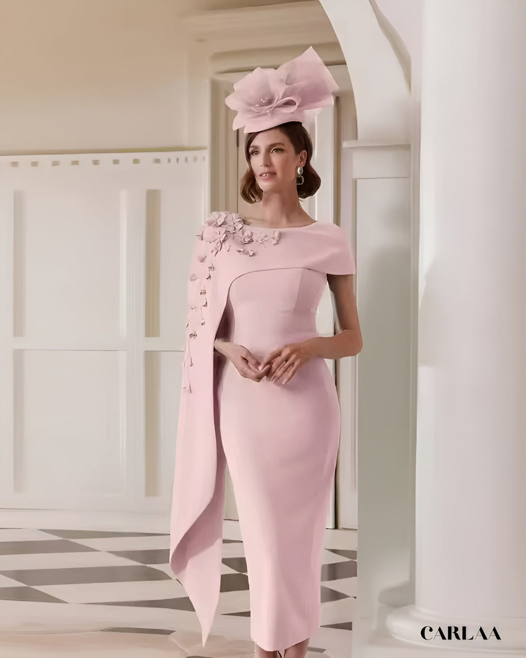 Robe de cérémonie pour mere de la mariee rose