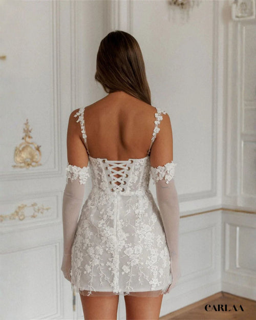 Robe de Mariée Courte Fleurie