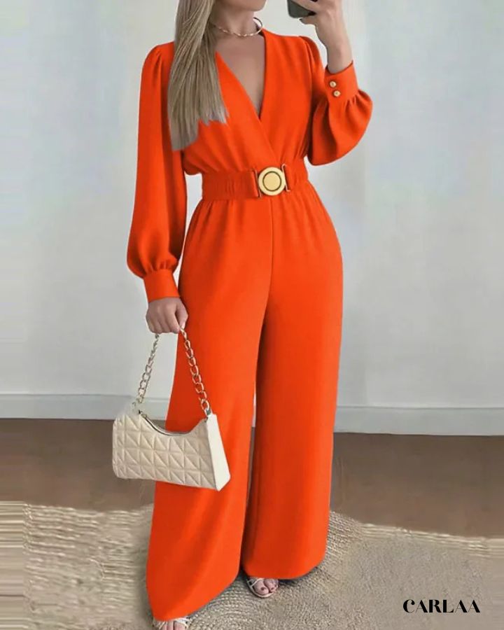 Women's fashion jumpsuit with belt