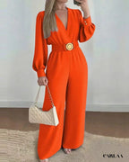 Women's fashion jumpsuit with belt
