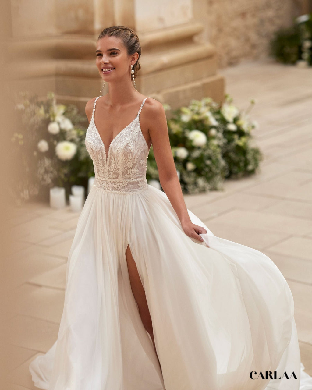 Robe longue blanche mariage civil