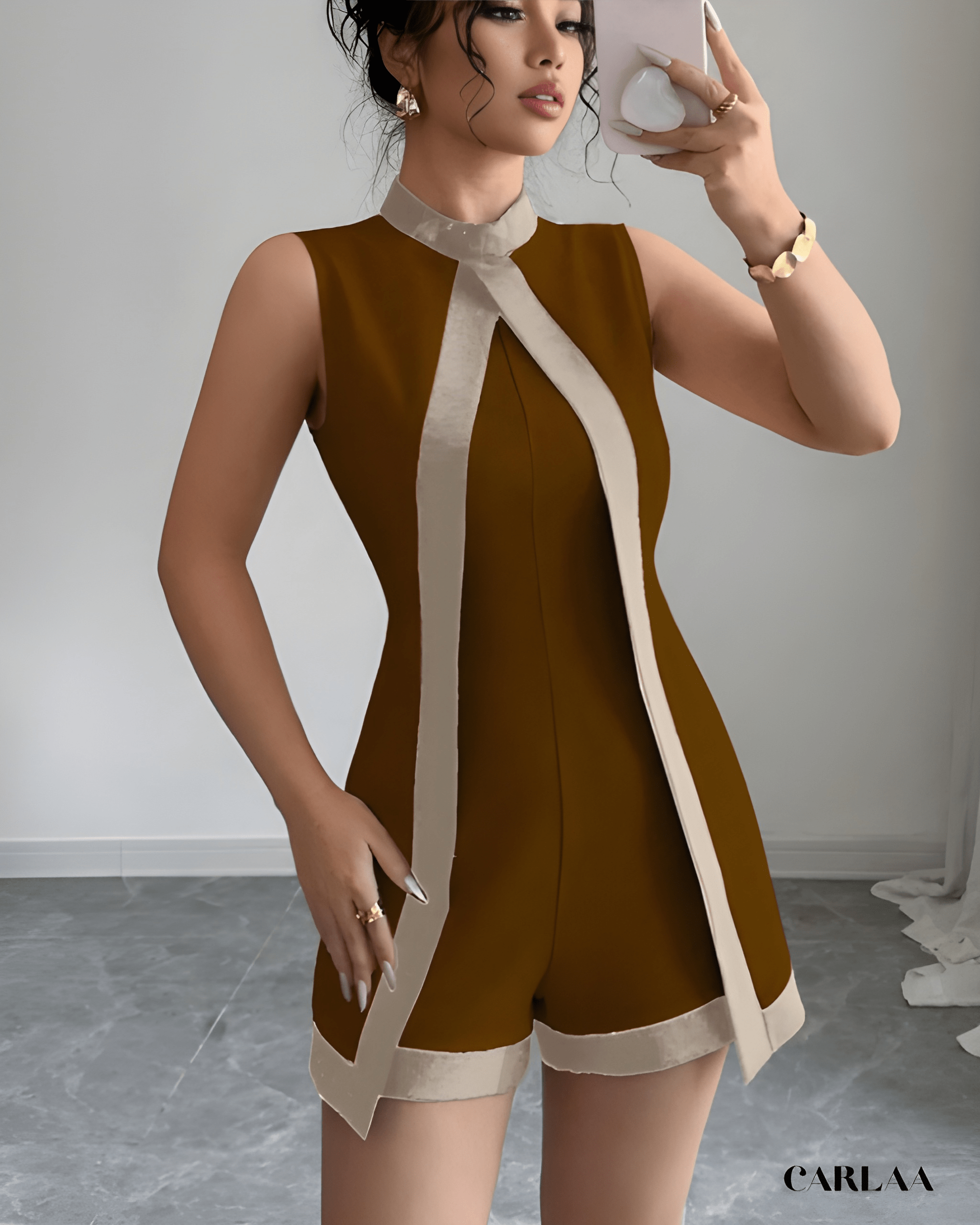 Combishort marron femme 