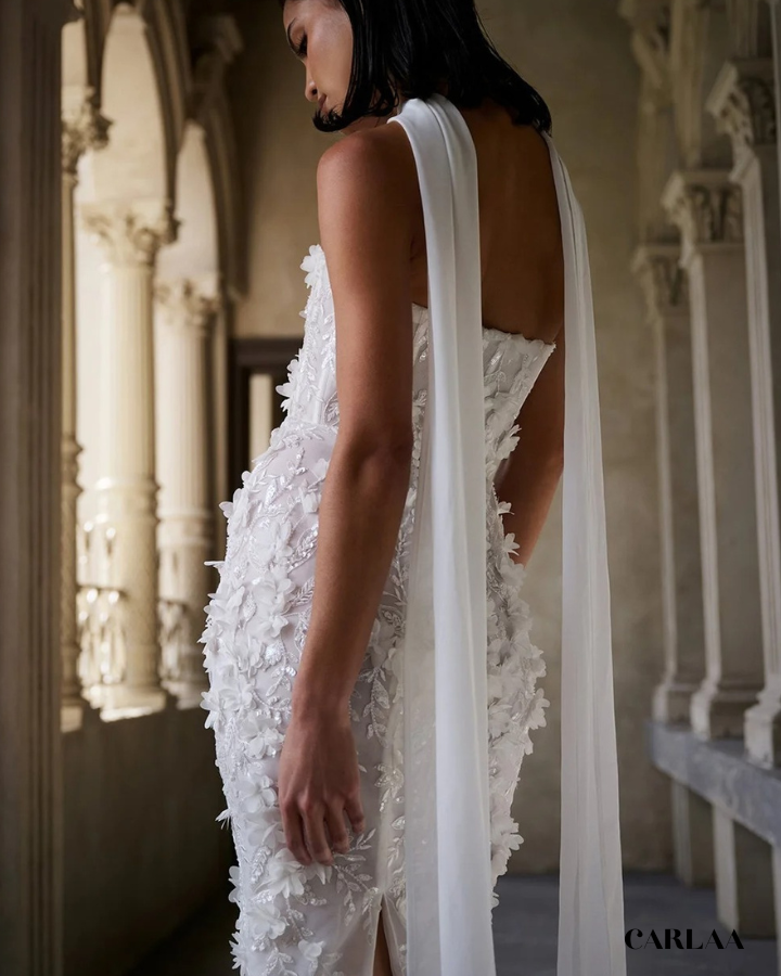 Robe de mariée midi fleurie