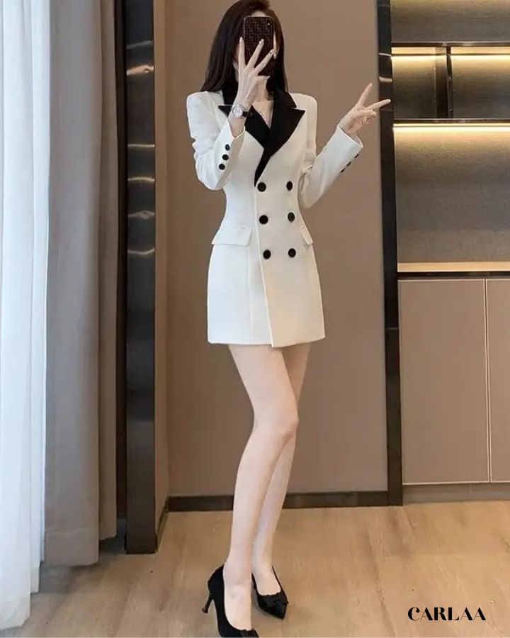 Robe blazer femme bicolore chic