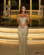 Luxury Golden Sequin Evening Dress
