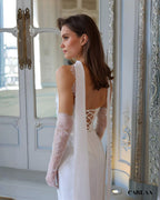 Long elegant embroidered wedding dress