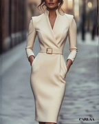 Robe midi elegante manche longue