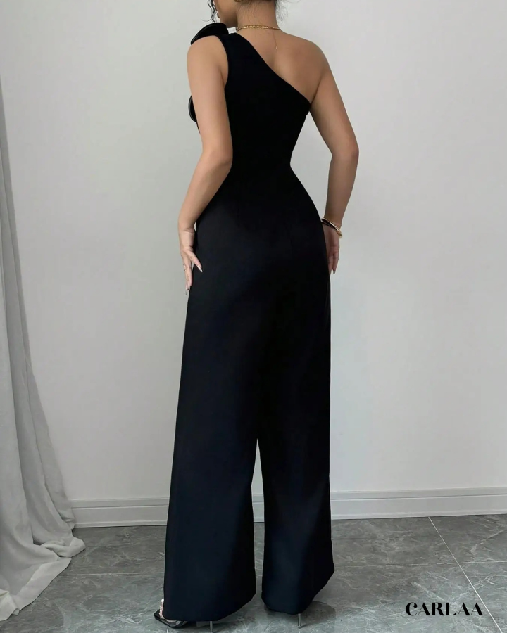Combinaison Femme Noire Fleur Appliquée