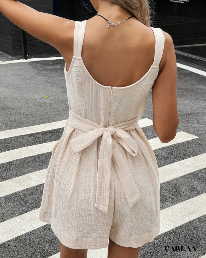 Tie-front romper