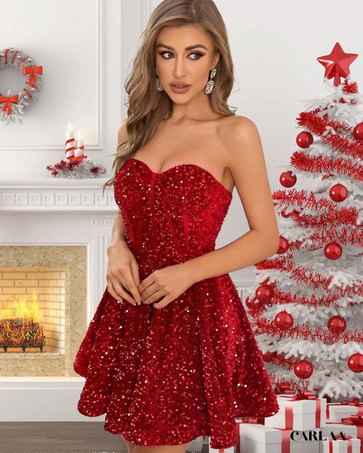 Red sequin Christmas dress