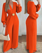 Women's fashion jumpsuit with belt