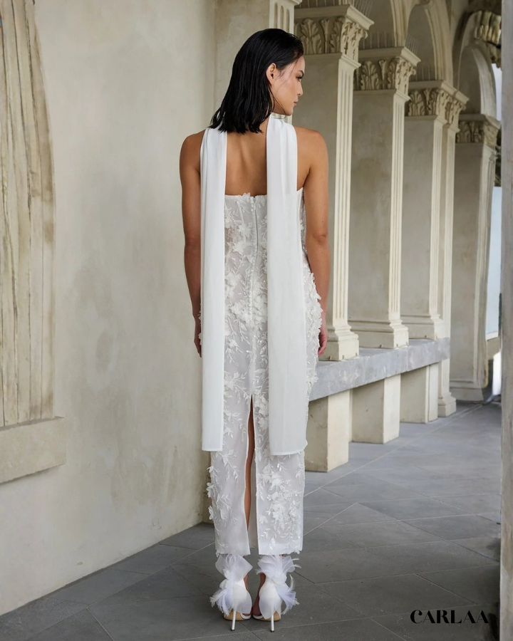 Robe de mariée midi fleurie