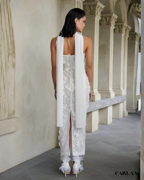 Robe de mariée midi fleurie