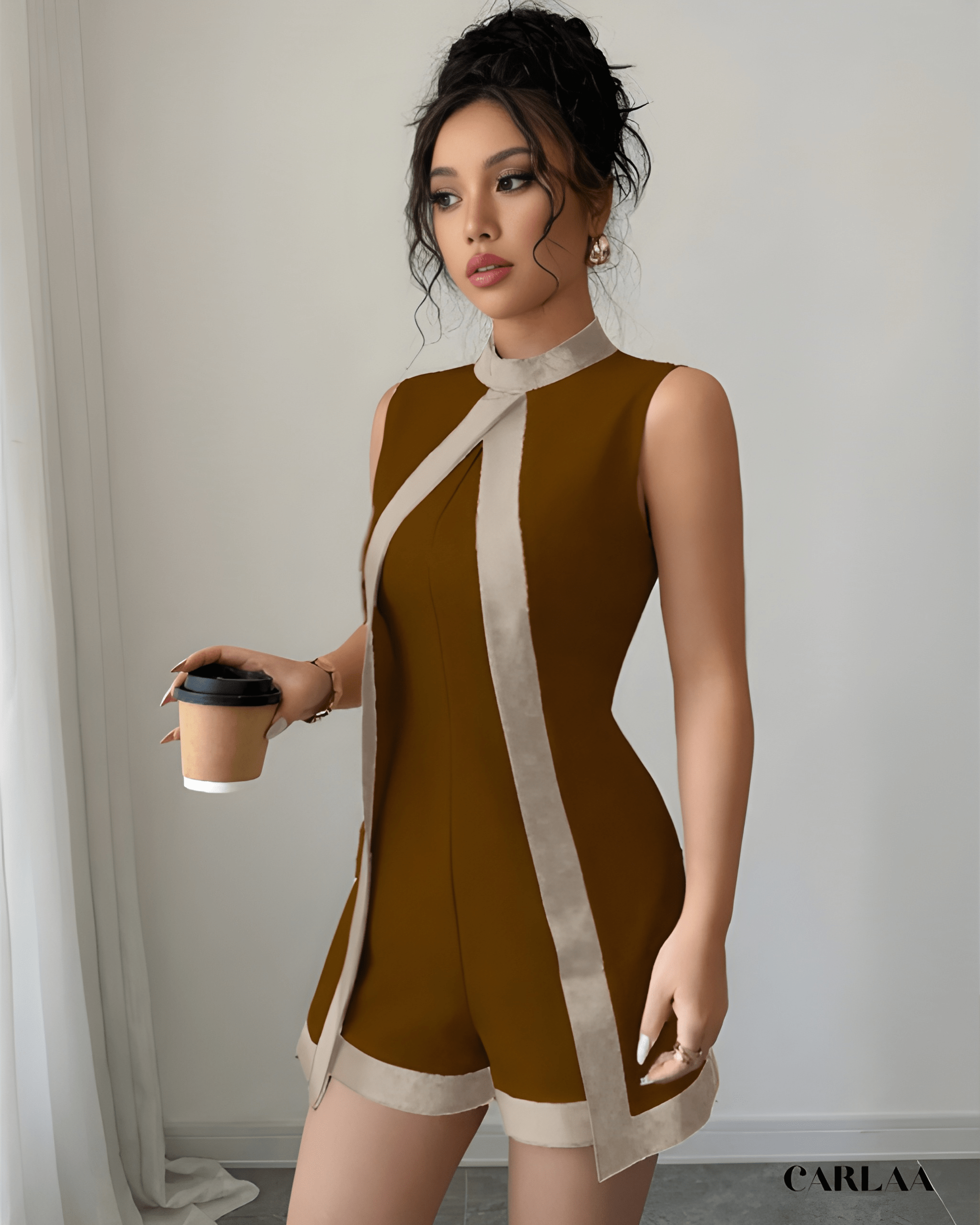 Combishort marron femme 