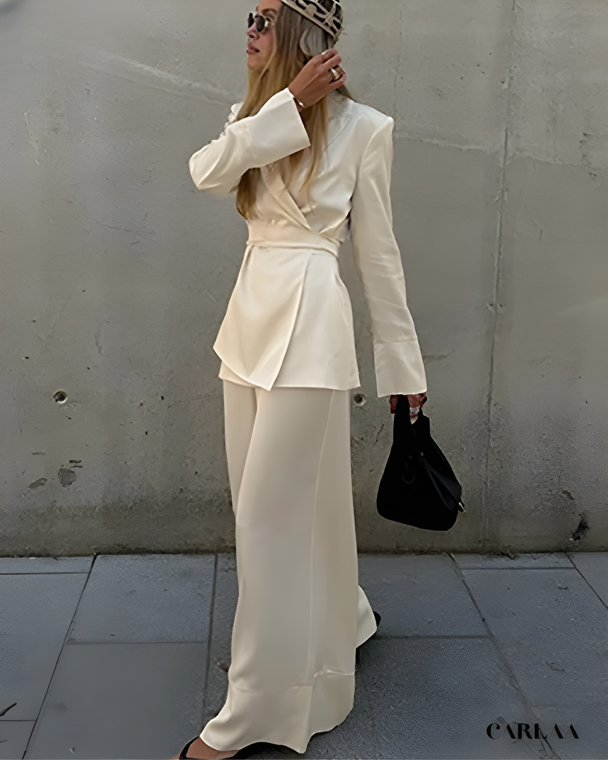 Ensemble tailleur fluide pantalon large 