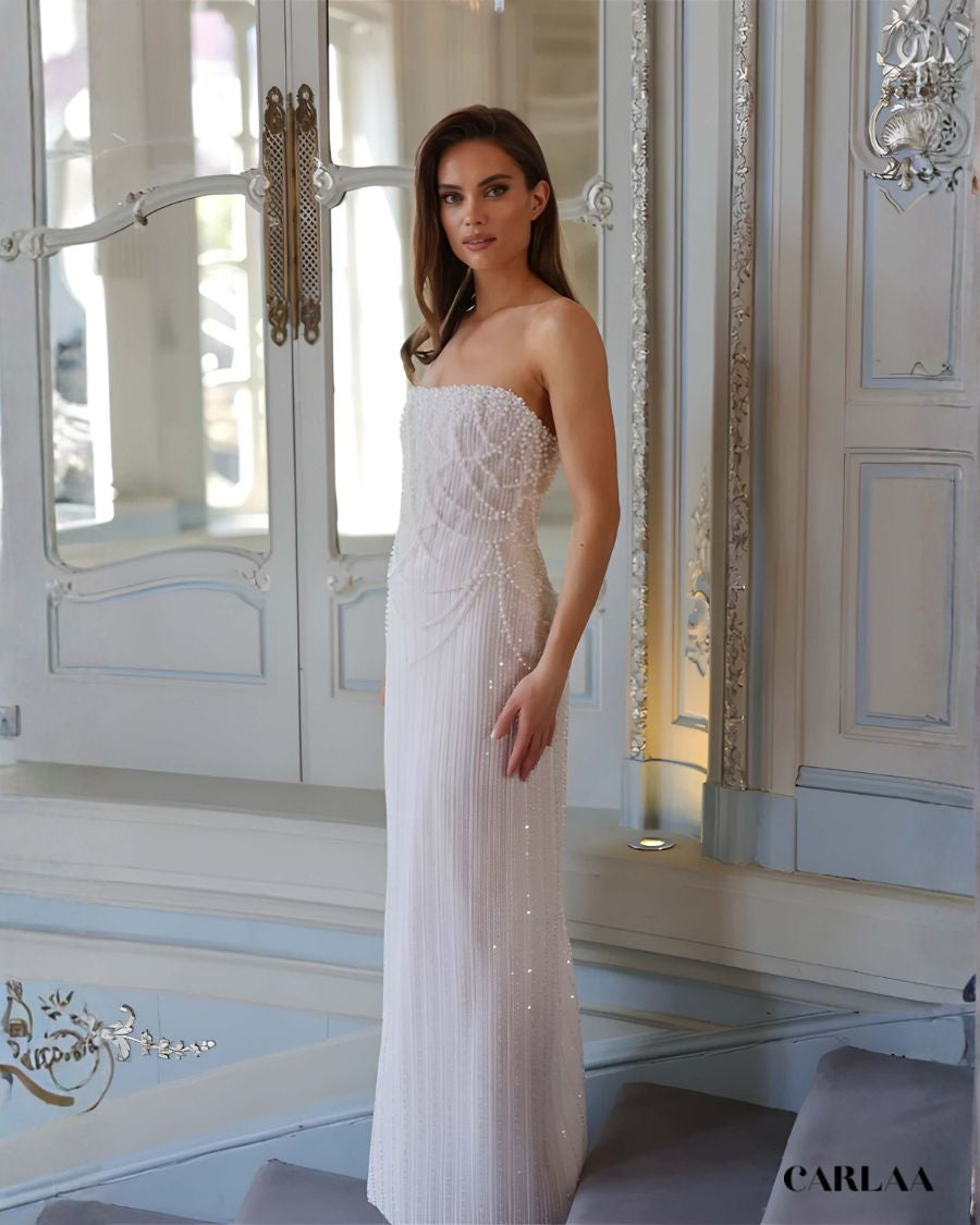 Robe de mariée bustier perlée