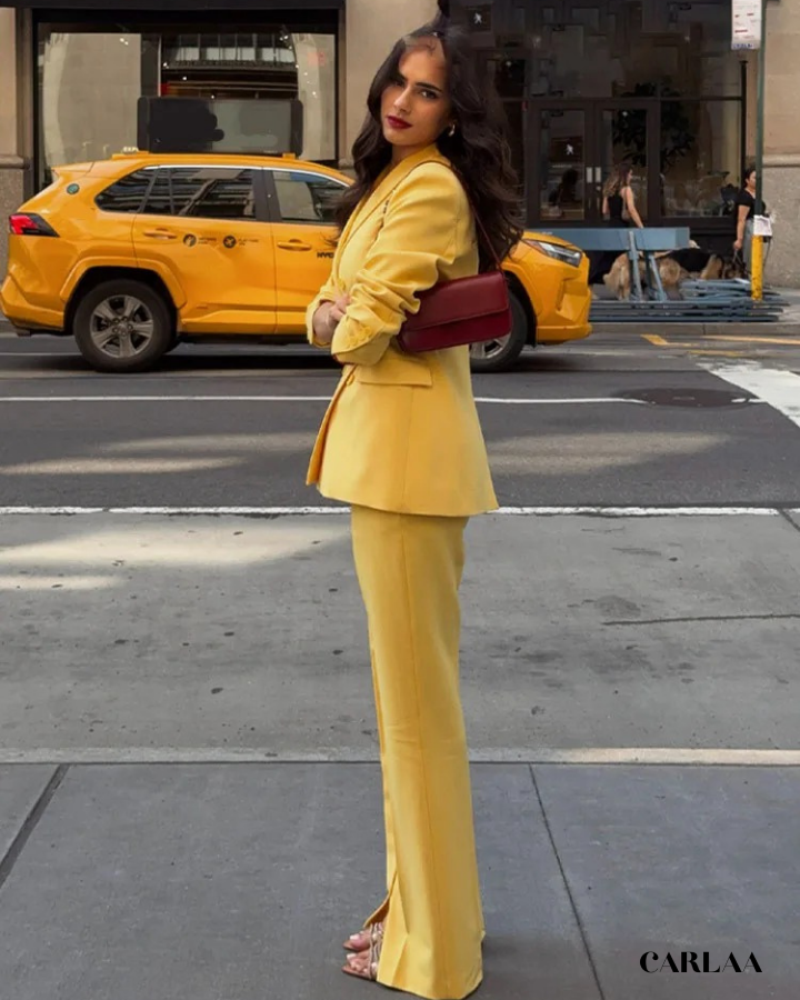 Light mustard yellow women's suit