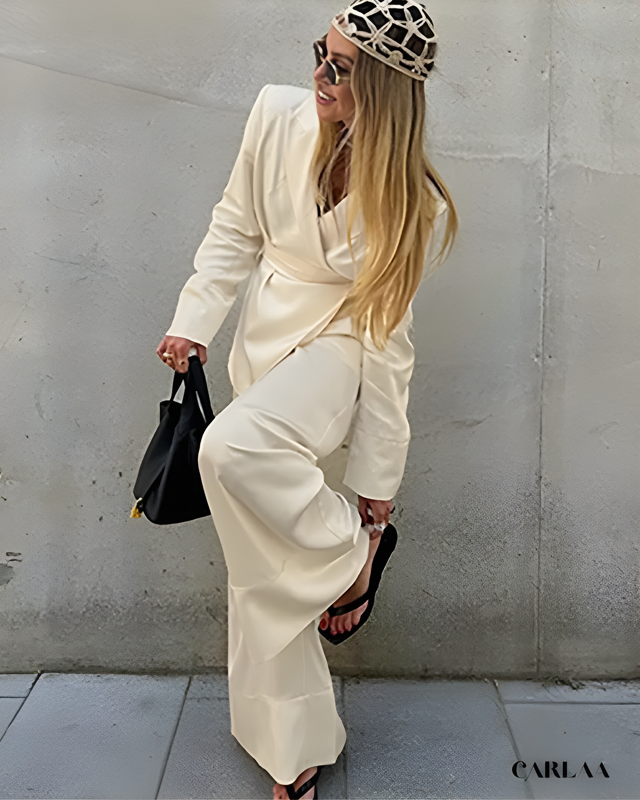 Ensemble tailleur fluide pantalon large 