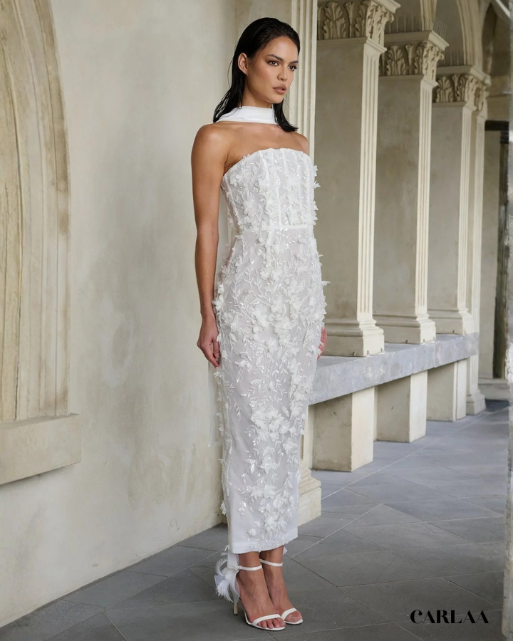Robe de mariée midi fleurie