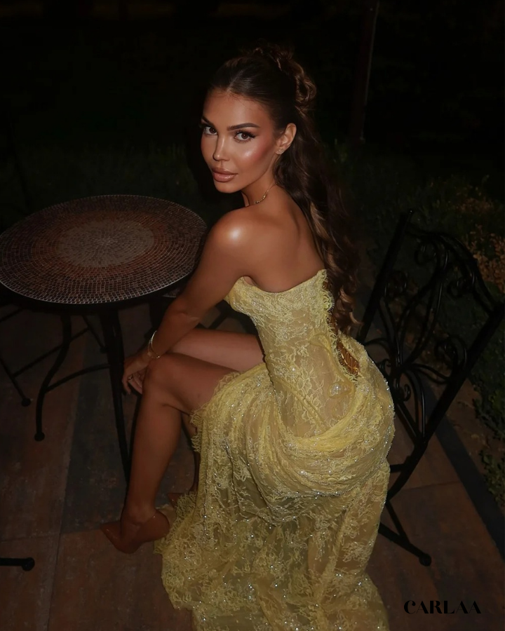 Robe sirene jaune pastel