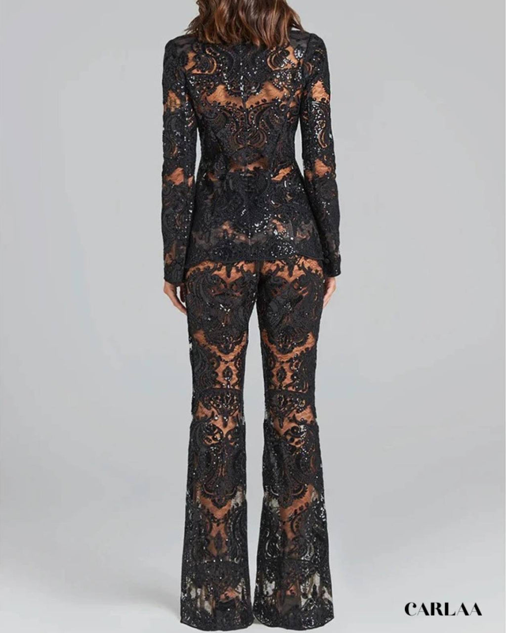 Lace blazer and trousers set