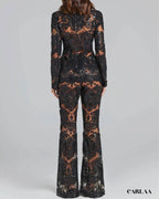 Lace blazer and trousers set