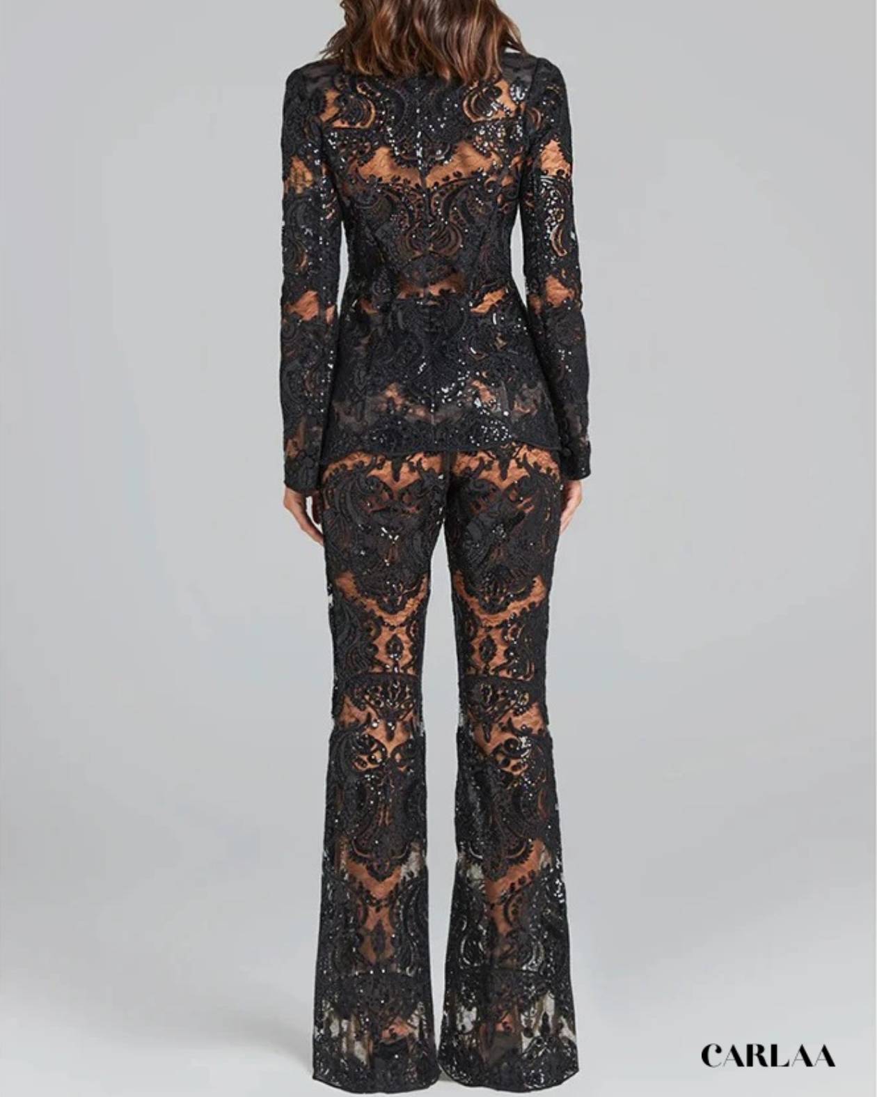 Lace blazer and trousers set