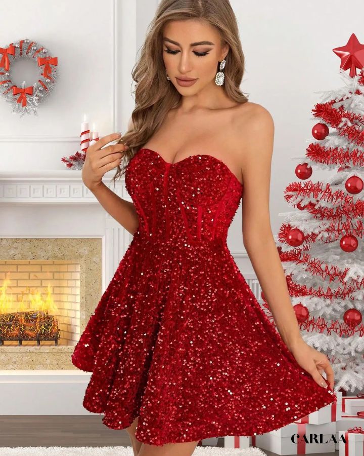 Red sequin Christmas dress