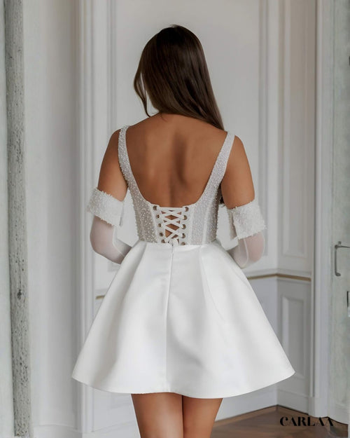 Robe de mariee courte paillette