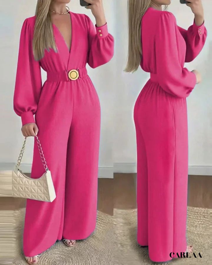 Women's fashion jumpsuit with belt