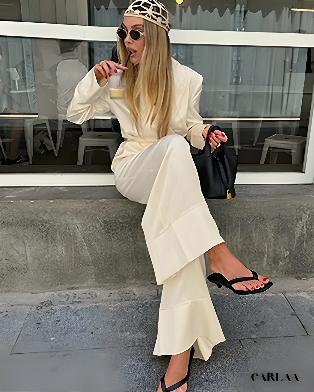 Ensemble tailleur fluide pantalon large 