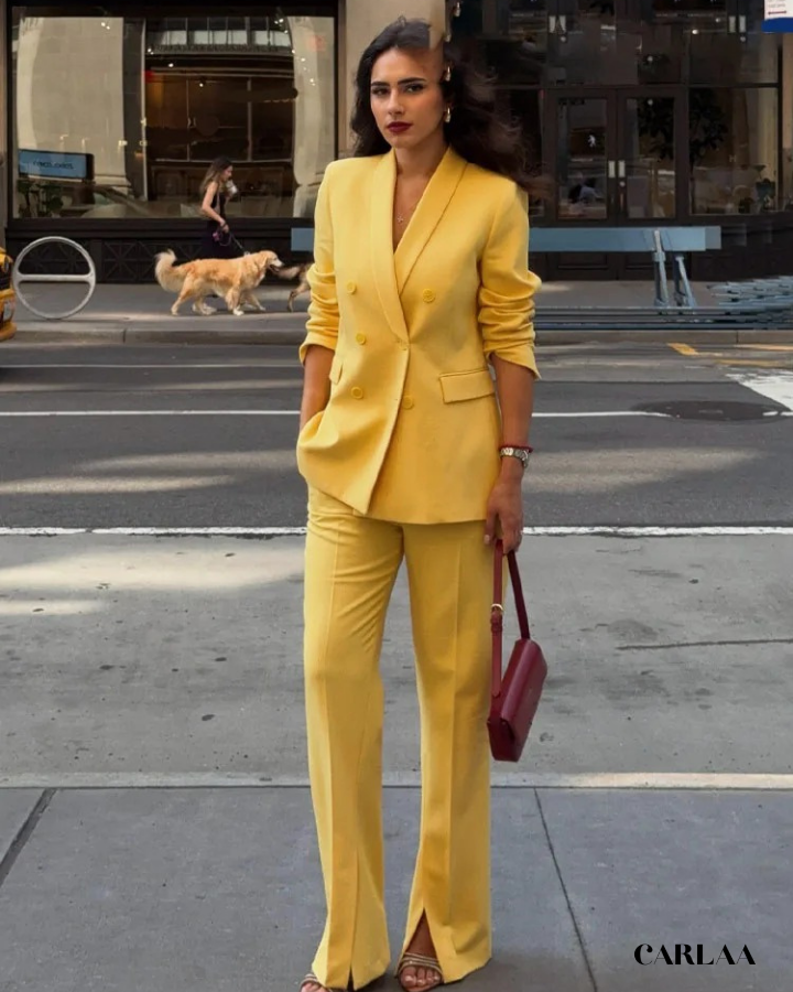 Light mustard yellow women's suit