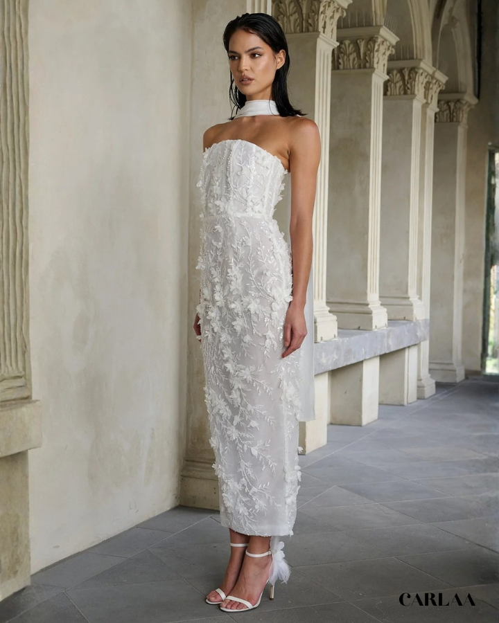 Robe de mariée midi fleurie