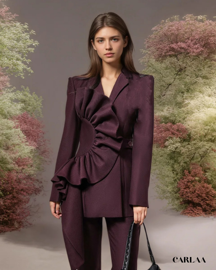 Tailleur pantalon femme violet foncé