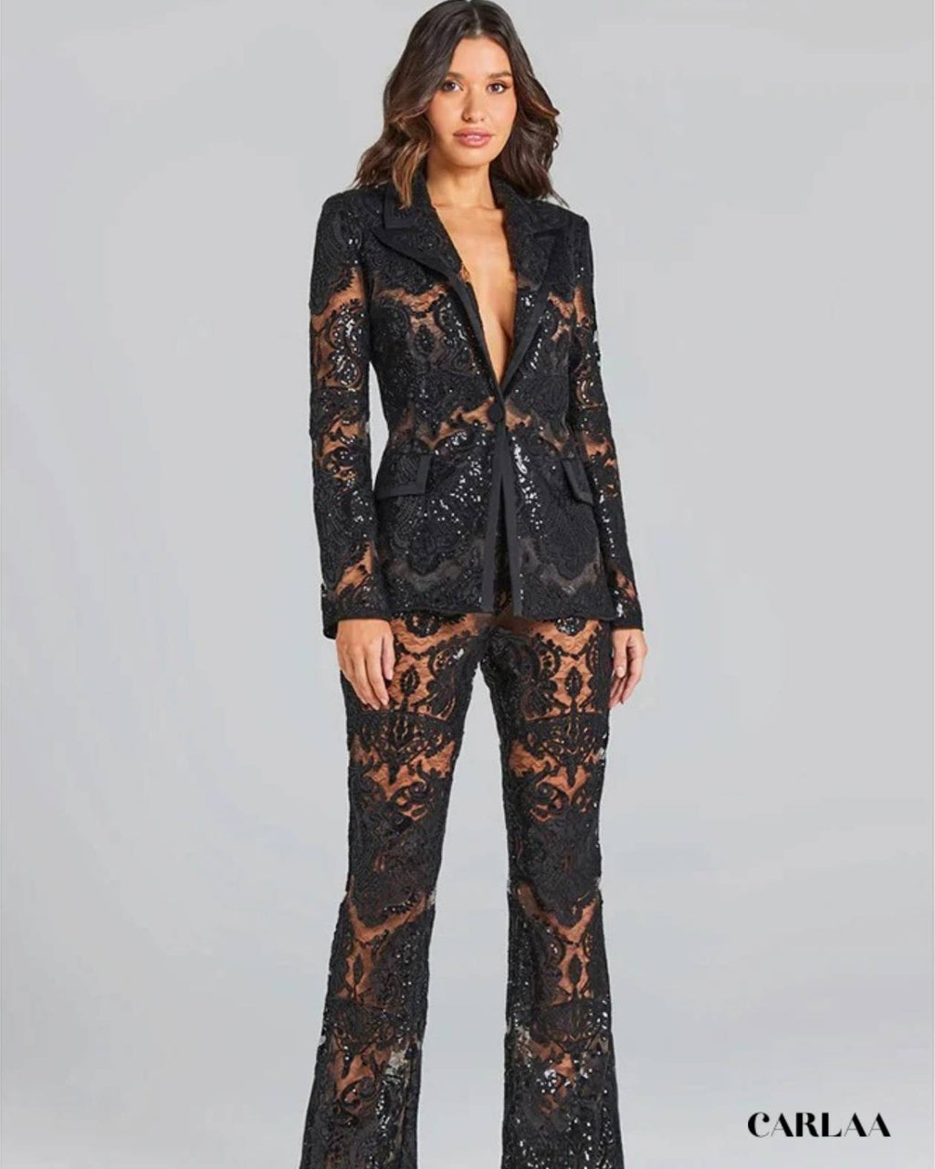 Lace blazer and trousers set