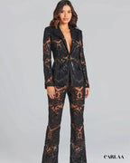 Lace blazer and trousers set