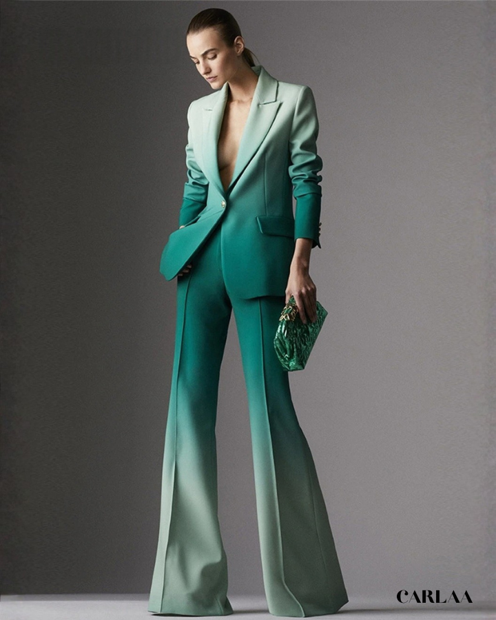 Tailleur pantalon femme vert mariage