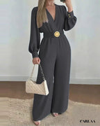 Women's fashion jumpsuit with belt