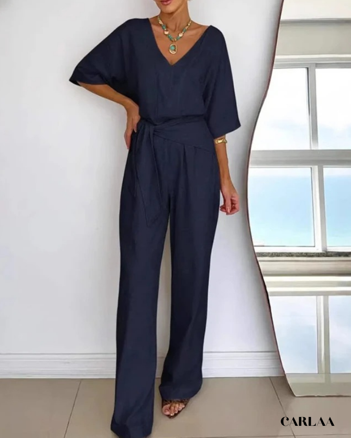 Combinaison pantalon col v fluide