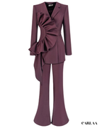Tailleur pantalon femme violet foncé