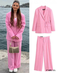 Tailleur pantalon femme rose poudré