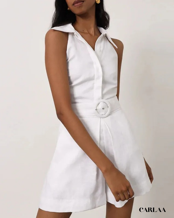 Combishort blanche avec ceinture