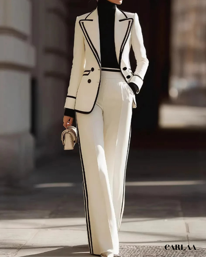 Tailleur pantalon droit structuré femme
