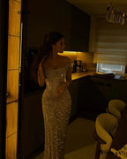 Luxury Golden Sequin Evening Dress