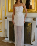 Robe de mariage longue perlée