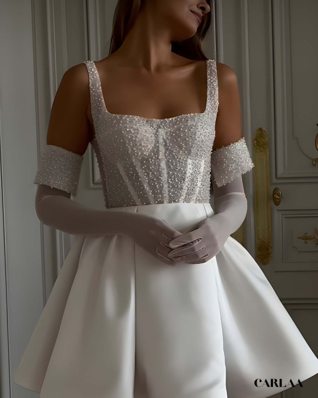 Robe de mariee courte paillette